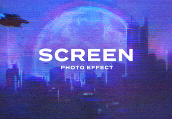 Glitch Screen Display TV CRT VHS Photo Effect Paper Texture Template Mockup Overlay Style