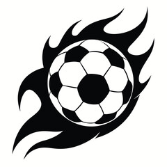 Obraz premium Fiery Soccer Ball Design Black and White Graphic