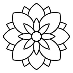 Elegant Cosmic Blossom Mandala Line Illustration
