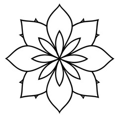 Obraz premium Elegant Cosmic Blossom Mandala Line Illustration