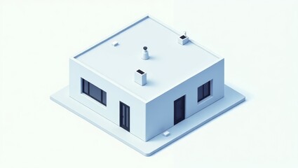 Modern architecture. Modern white flat roof house exterior 3D rendering, residential architecture, property design, real estate, home construction, minimalistic style, daylight, clean background, iso
