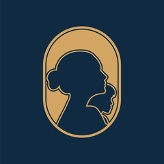 Elegant Silhouette: Minimalist Artistry in Gold and Navy