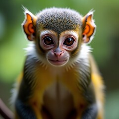 Closeup of a monkey with large ears