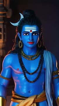 4K Close-Up of Lord Shiva Hindu Deity with Trident and Serpent | Religious Iconography in Indian Culture | God of Destruction and Meditation