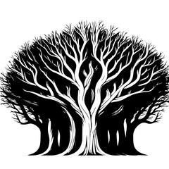 Black Tree Branch Silhouettes Bare Branch Vector Illustrations