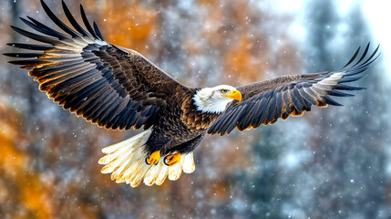Fototapeta premium Bald Eagle with Red, White, and Blue Splash.