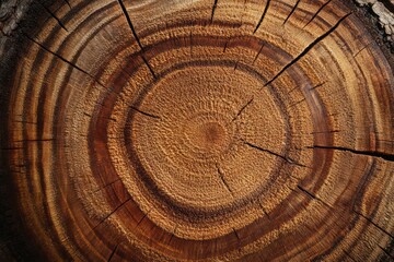 Tree Ring Pattern on Hardwood Log End Close-Up