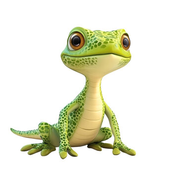 Whimsical Gecko Portrait: A charming and friendly gecko with a vibrant green hue and playful demeanor gazes directly at the viewer.