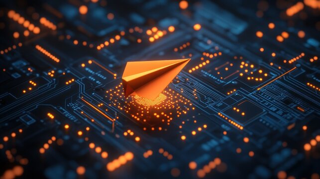 Paper airplane on circuit board (2)