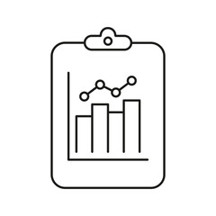 Clipboard With Bar And Line Graph Icon. Data Analysis, Business Reporting, And Performance Tracking Outline Symbol. Financial Insights And Statistics. Editable Stroke. Isolated Vector Illustration