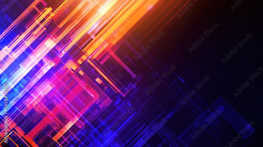 Poster vibrant abstract background with colorful geometric lines and shapes creating a dynamic visual effec