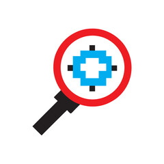 Obraz premium Pixel Art Search Icon Vector