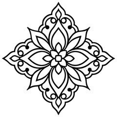 Fototapeta premium Seamless Tile-Style Damask Medallion in Clean Line Art