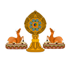 རི་དྭགས་ཆོས་འཁོར། Wheel of Dharma with Animals