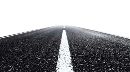 Straight Asphalt Road on White Background Isolated - Professional Stock Image