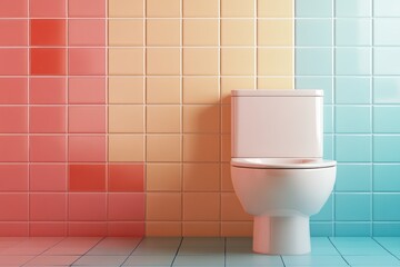 Modern toilet design in colorful tiled WC room