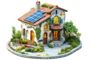 A solar panel rooftop image represents innovation and sustainability in residential architecture or energy campaigns