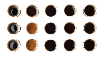 Professional Top View of Black Paper Takeaway Cups Set for Coffee Shops and Restaurants