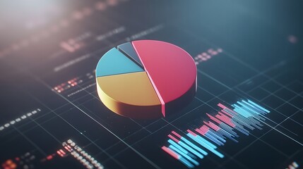 Colorful pie chart graphic on a data display screen.