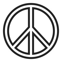 Peace outline flat icon isolated on white background.