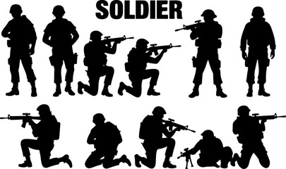 Military Armored Combat Vehicles Silhouettes Collection