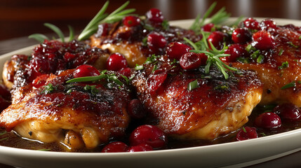 Roasted Chicken Thighs with Cranberry Herb Glaze