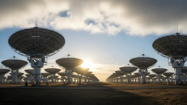 Large Satellite Dish Array against Sky