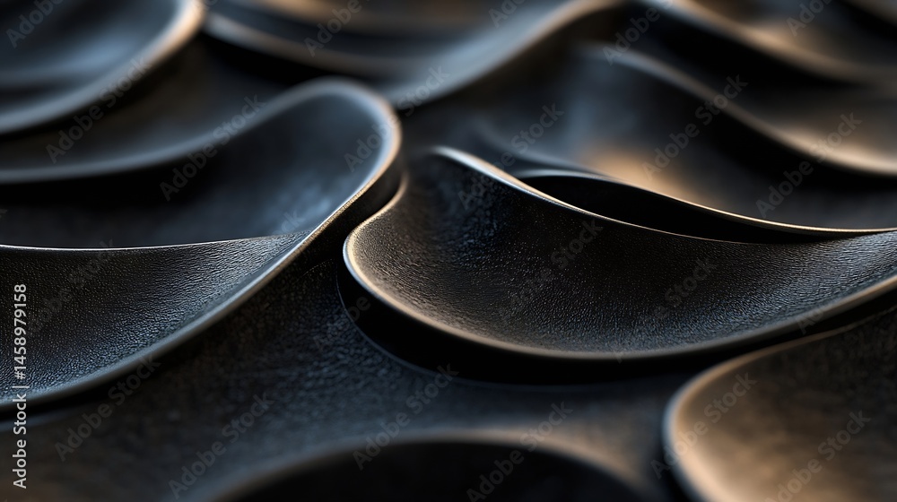 Fototapete abstract dark, textured, undulating forms create a dramatic, three-dimensional composition, showcasi