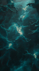 Abstract Digital Space Nebula In Teal And Green Colors