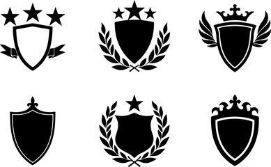 Vintage Laurel Leaf and Shield Emblem Silhouettes Collection