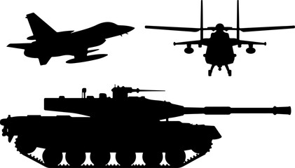 Military Armored Combat Vehicles Silhouettes Collection