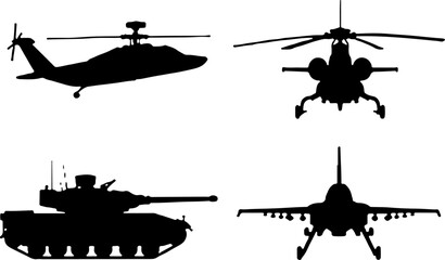 Military Armored Combat Vehicles Silhouettes Collection