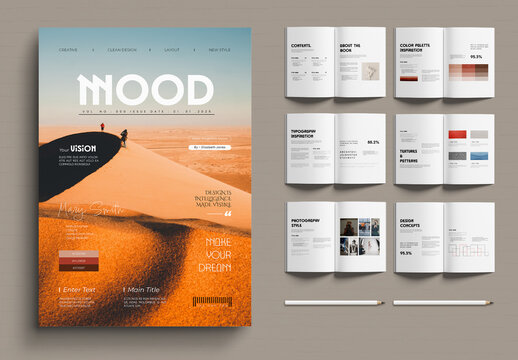 Creative Mood Board Magazine Template Clean Layout