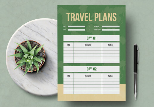 Minimalist Travel Planner Vacation Schedule Organizer Trip Itinerary Template