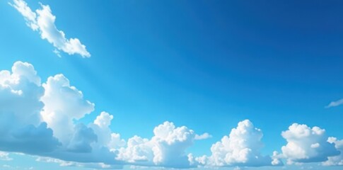 Deep blue sky canvas, wispy clouds, ethereal feel , white, sunny