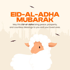 Eid ul Adha Mubarak Modern Social Media Template with Goat Illustration
