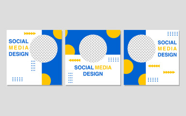 Social media post with a blue and yellow circle design template.