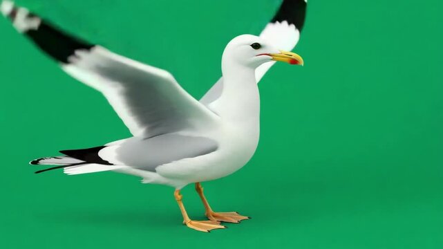 A seagull standing still with white and gray feathers against a green screen background image green screen video