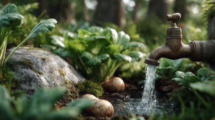 Obraz premium Innovative Solutions for Environmental Sustainability: Utilizing Solar Power to Optimize Water Conservation and Resource Management
