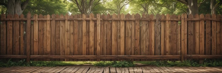 Rustic wooden fence poster mockup, park setting,  green,  photo,  mockup