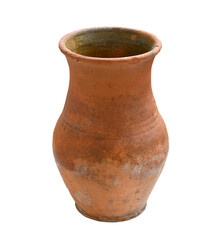Old ceramic vase isolated on white