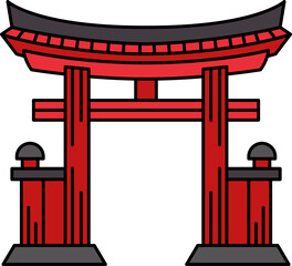 illustration icon of a japanese torii gate