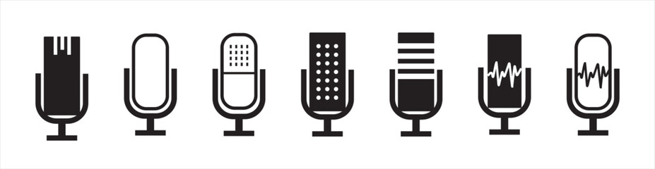 Microphone icon set. Radio mic icon on white background. Simple element illustration from a hardware concept. Microphone Icon. Mic sign. Vector illustration eps 10