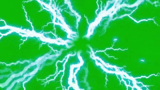 Lightning strikes with a transparent background, ideal for adding dramatic effect to greenthemed designs or weatherrelated content. Suitable for graphic designs, presentations, and educational materia