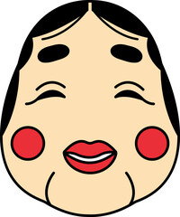 illustration of a okame japan traditional mask