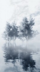 Fototapeta premium Tranquil waterscape with reflected trees