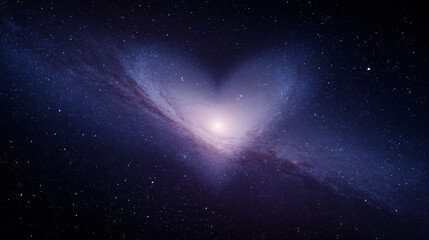 Cosmic Heart Shaped Galaxy Glowing with Stars and Nebula in a Dreamy Celestial Wonder of the Universe