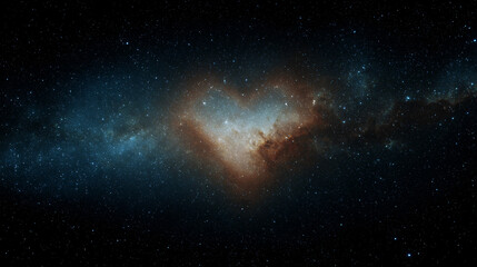 Fototapeta premium Cosmic Heart Shaped Galaxy in Deep Space Stellar Formation Symbolizing Love and the Universe Mysteries