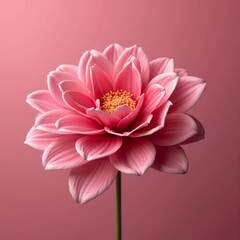 Obraz premium Bright pink flower with yellow center