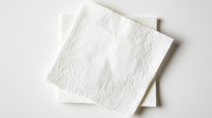 Two white paper napkins